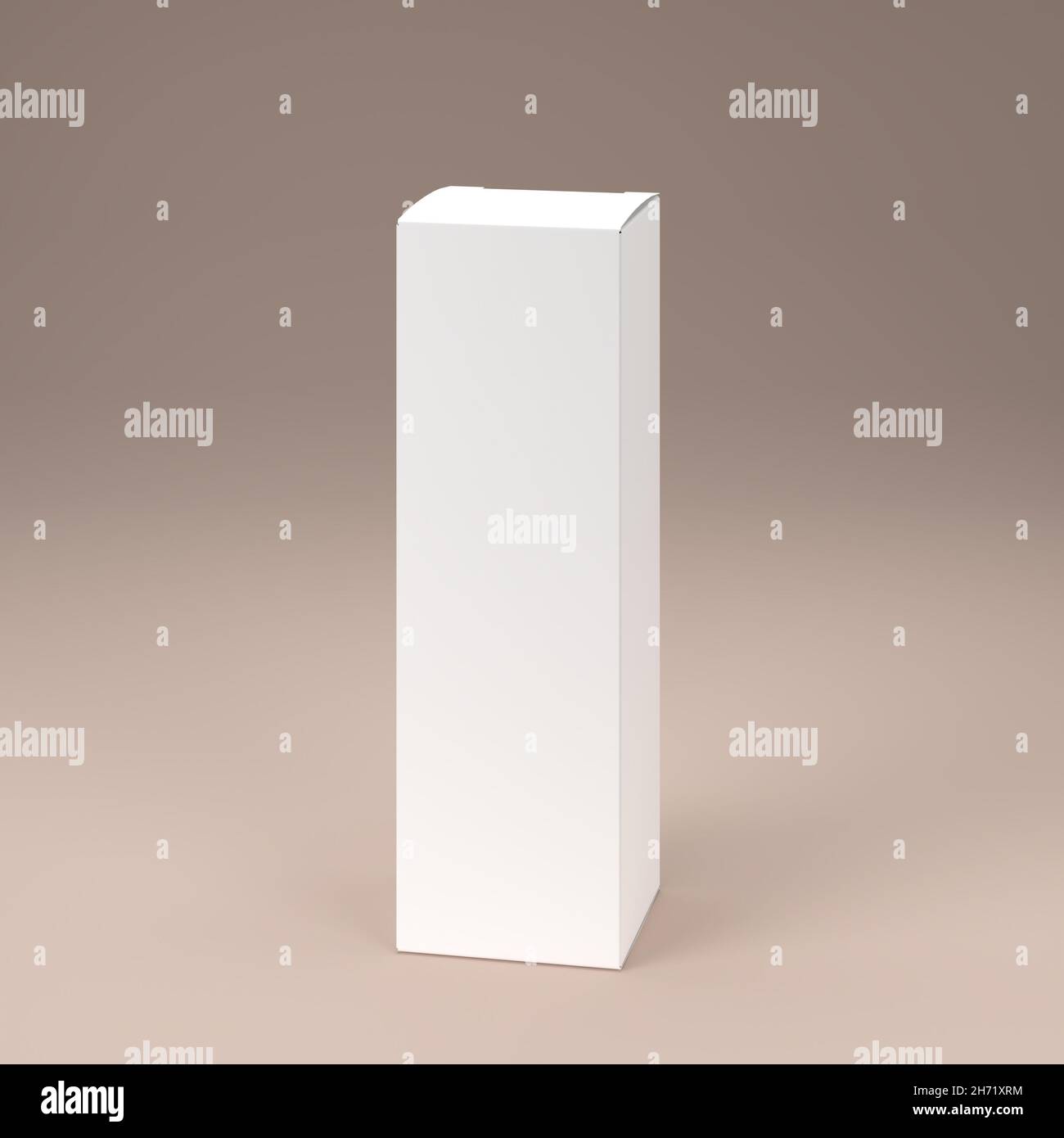 White folded box mockup against beige background Stock Photo