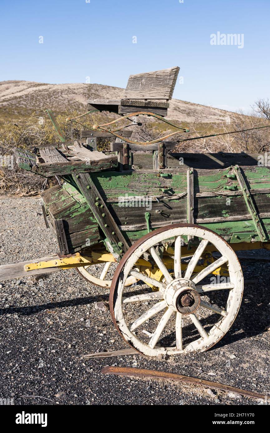An old broken down ranch wagon in the ghost town of Shakespeare, New