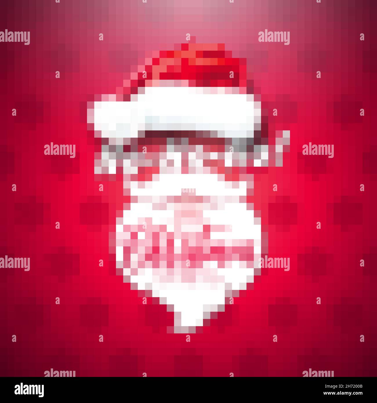 Ho ho ho Merry Christmas and Happy New Year Illustration with Santa Hat, Beard and Typography Elements on Red Snowflake Pattern Background. Vector Stock Vector