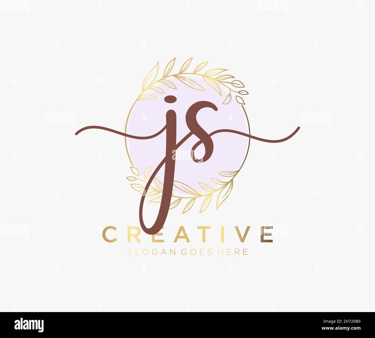JS feminine logo. Usable for Nature, Salon, Spa, Cosmetic and Beauty Logos. Flat Vector Logo Design Template Element. Stock Vector