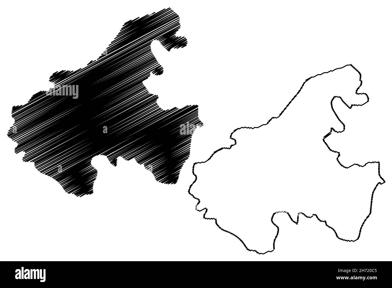 Vijayanagara district (Karnataka State, Republic of India, Gulbarga Division) map vector illustration, scribble sketch Vijayanagara map Stock Vector