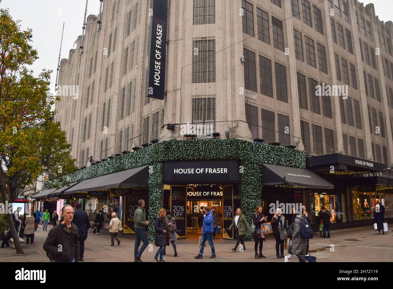 House of Fraser department store on Oxford Street. London, UK, 19th November 2021. Stock Photo