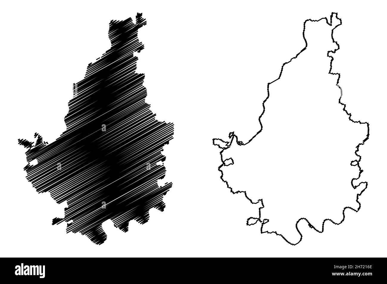 Vadodara district (Gujarat State, Republic of India) map vector