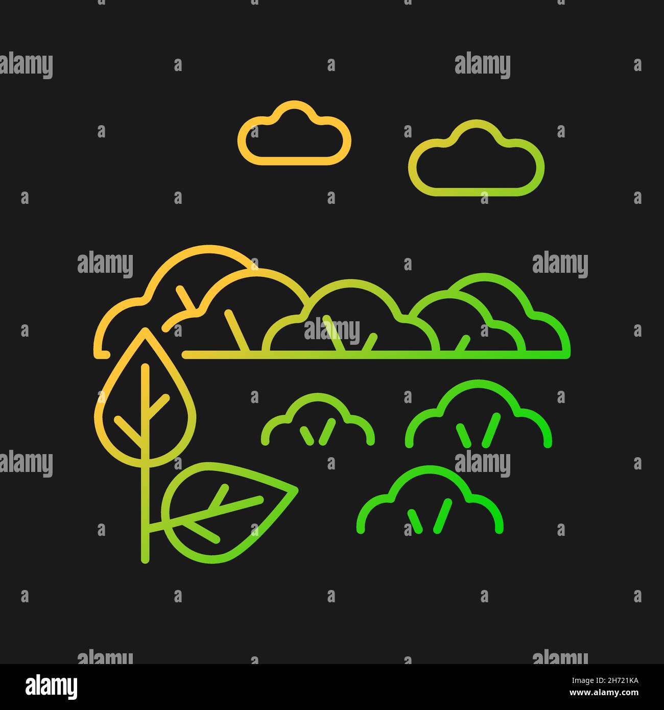 Shrubland gradient vector icon for dark theme Stock Vector