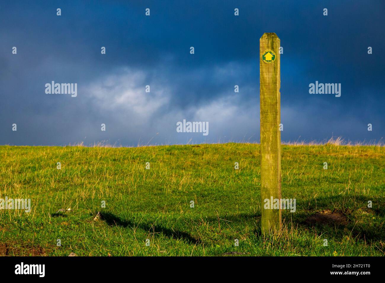Close up view of Public Footpath sign on Middleton Moor in the Peak District Derbyshire England UK Stock Photo