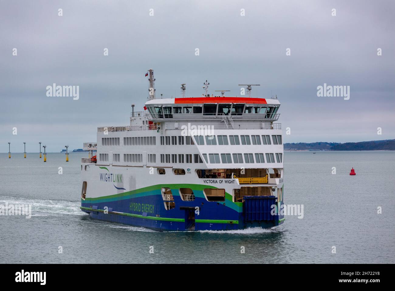 Wightlink car ferry Victoria of Wight arriving in Portsmouth Stock Photo