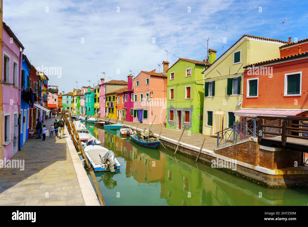 View of Burano island with typical multicolored houses Stock Photo