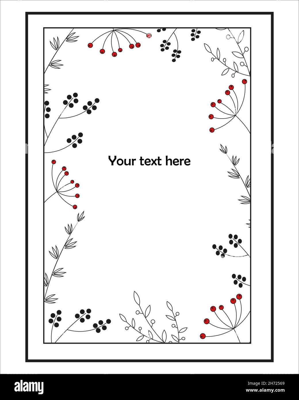 Vector black and white frame with herbs Stock Vector