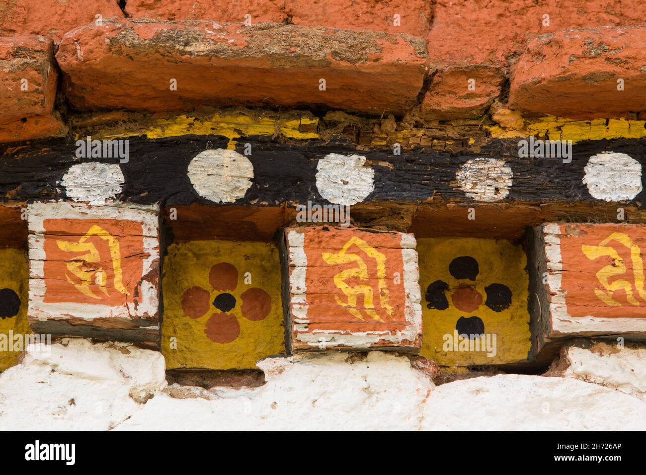 Detail of the Buddhist religious art at the Dechen Phodrang Monastery