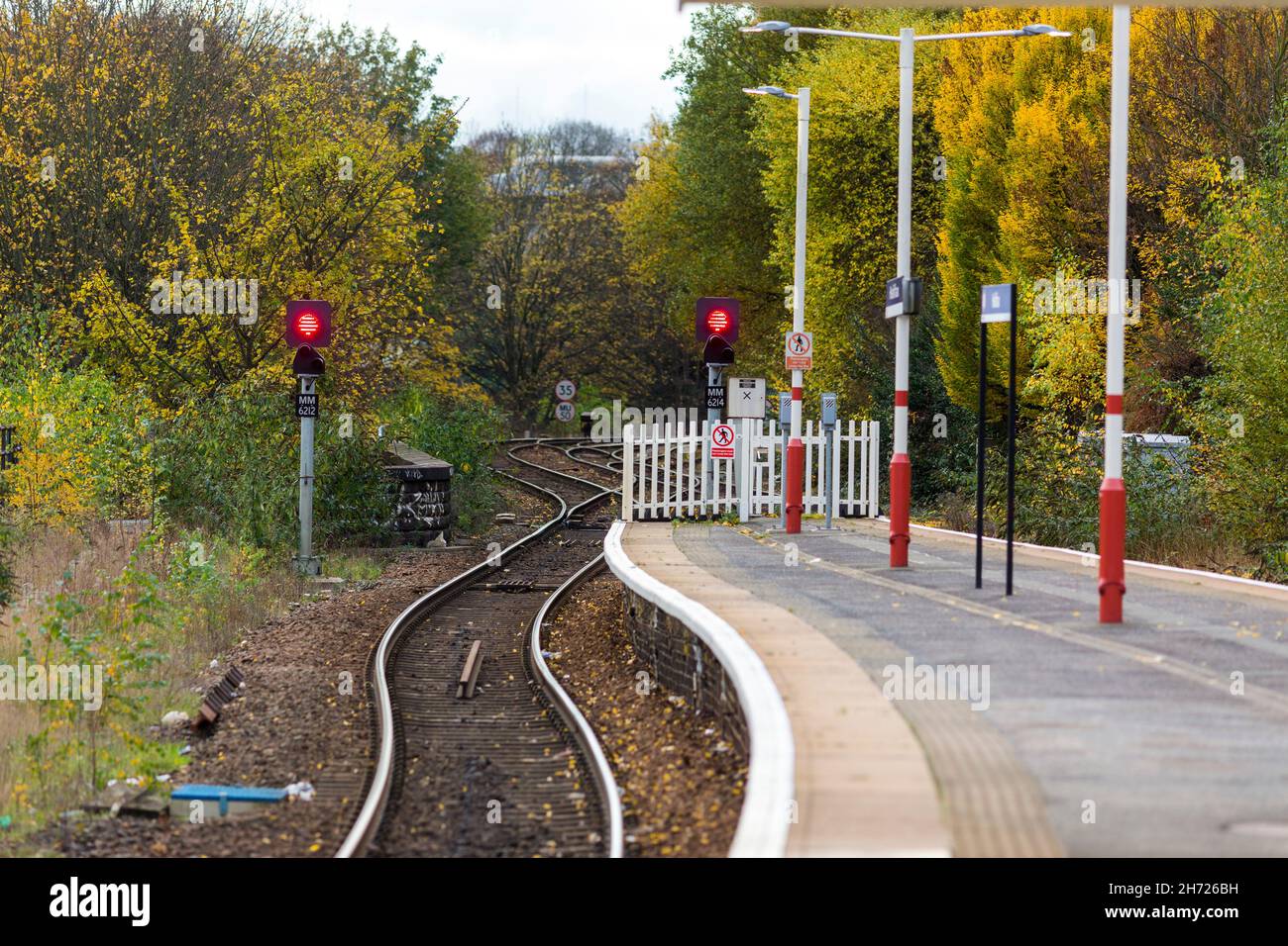 Northern Rail trains pass through the West Yorkshire railway station of