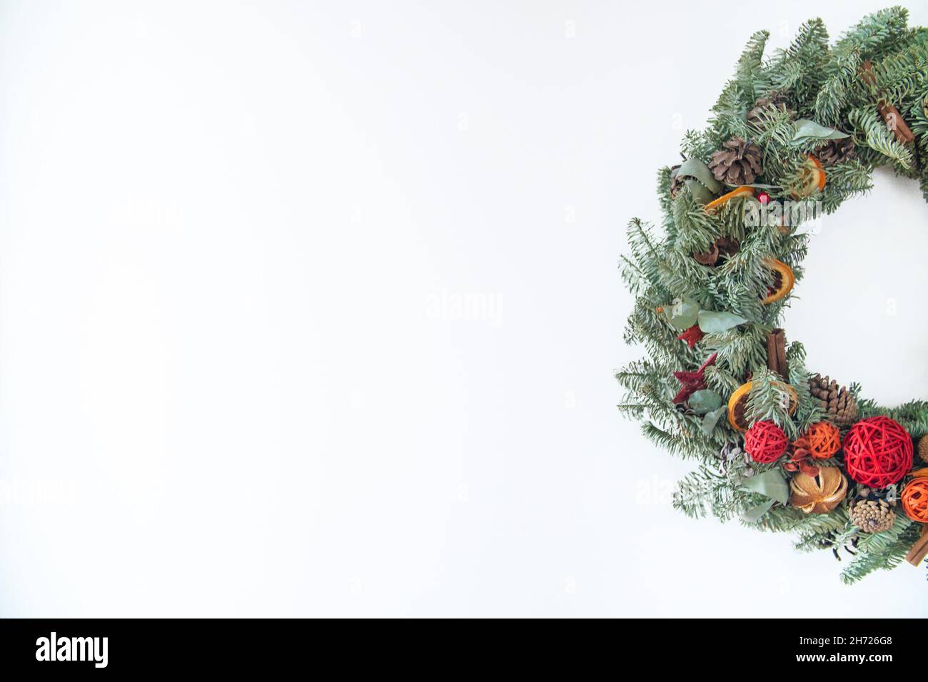Christmas Holiday Wreath Isolated On White Background. Wreath made of ...