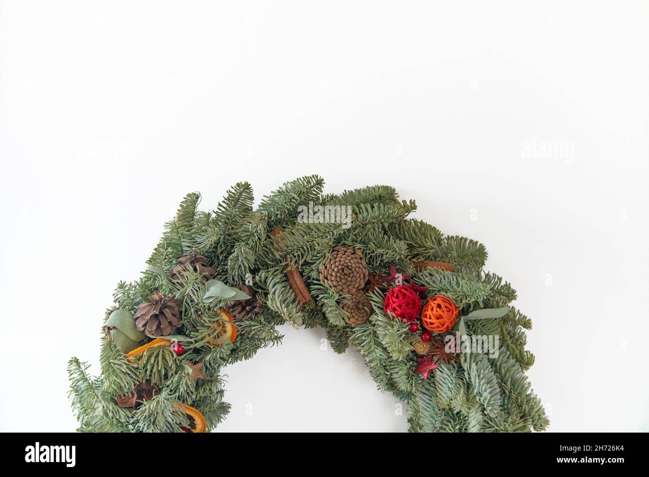 Christmas Holiday Wreath Isolated On White Background. Wreath made of ...