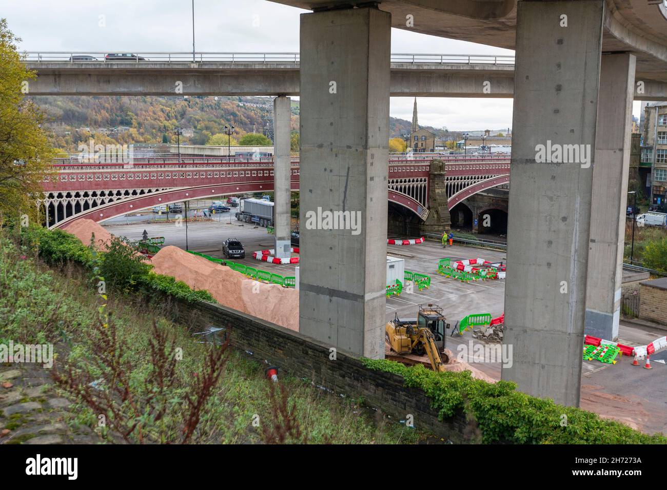 A giant stock pile of grit also known as salt dominates the car park