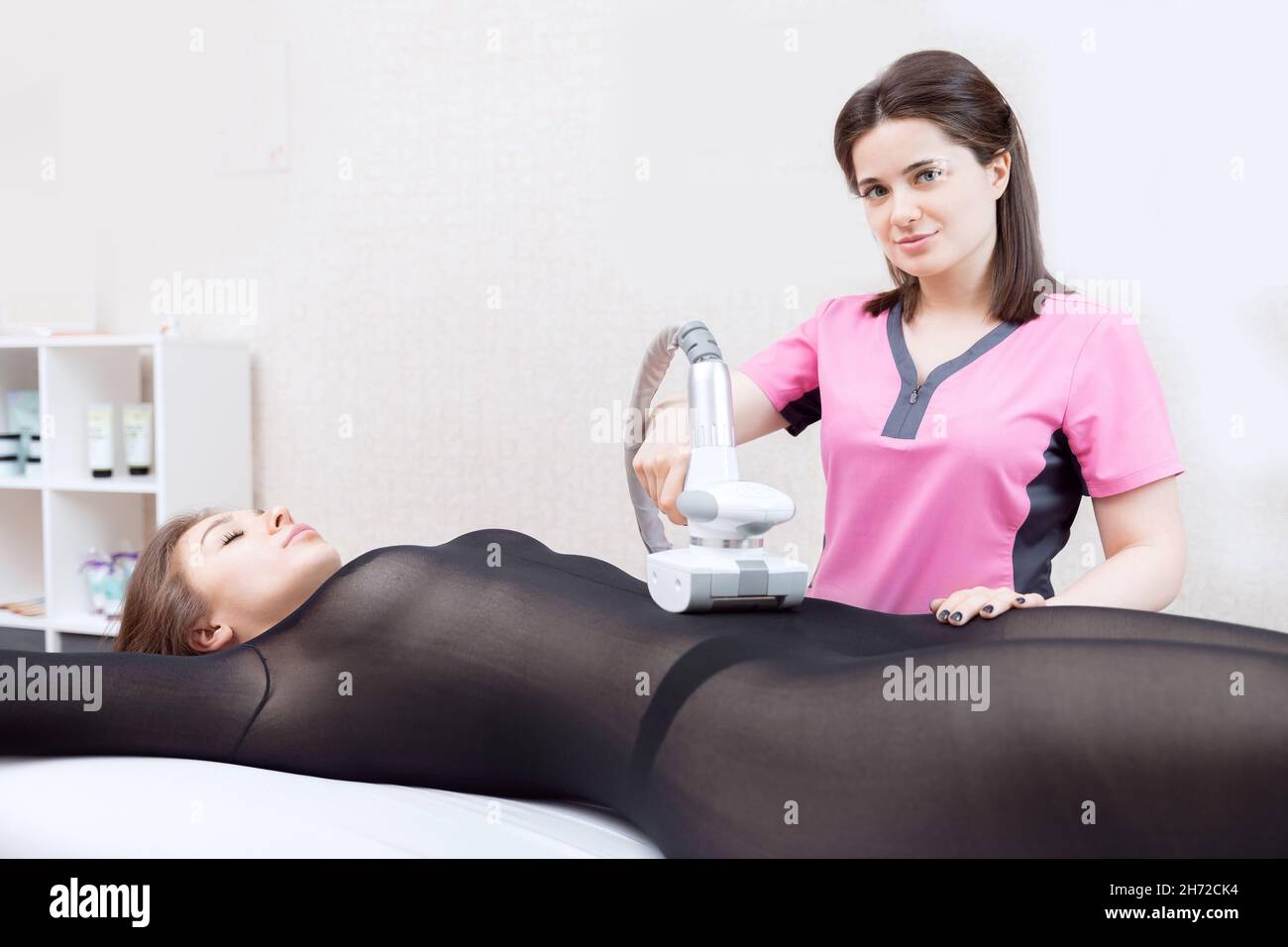 Process LPG massage to remove cellulite from body woman for lifting