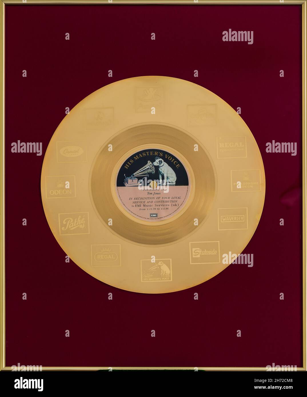 EMI Long Service Gold Disc Award for 25 Years Service. Stock Photo