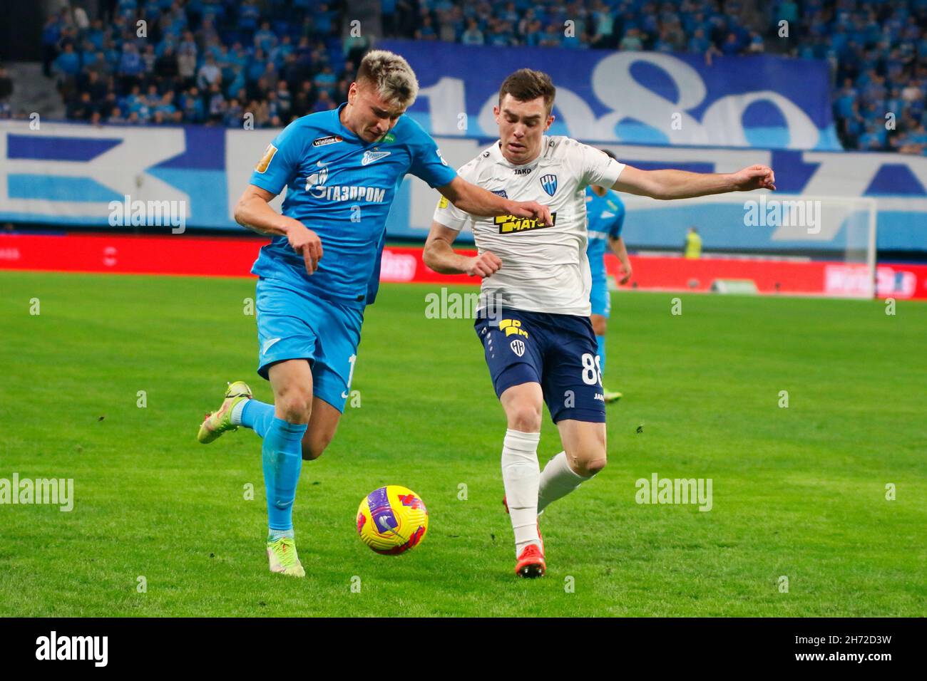 Saint Petersburg, Russia - 19 November 2021: Football. Russian Premier ...
