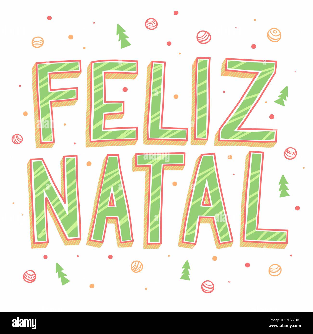 Hand drawn Cute Merry Christmas in Portuguese Stock Vector Image & Art Alamy