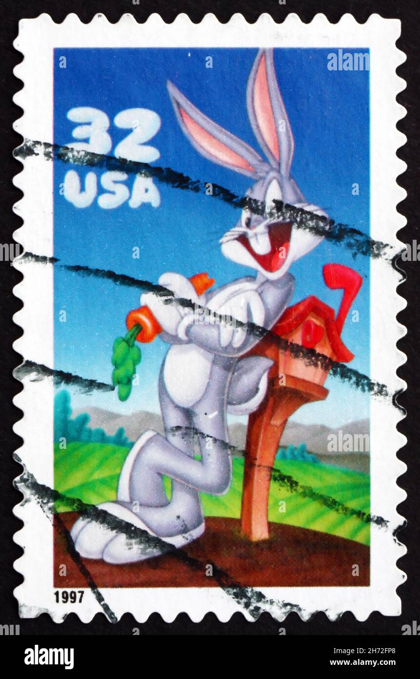 UNITED STATES OF AMERICA - CIRCA 1997: a stamp printed in the USA shows Bugs Bunny, Animal Cartoon Character, circa 1997 Stock Photo