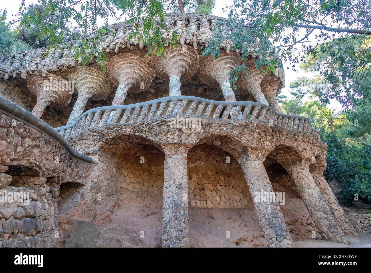 The famous Parc Güell designed by the architect Gaudi in the city of ...