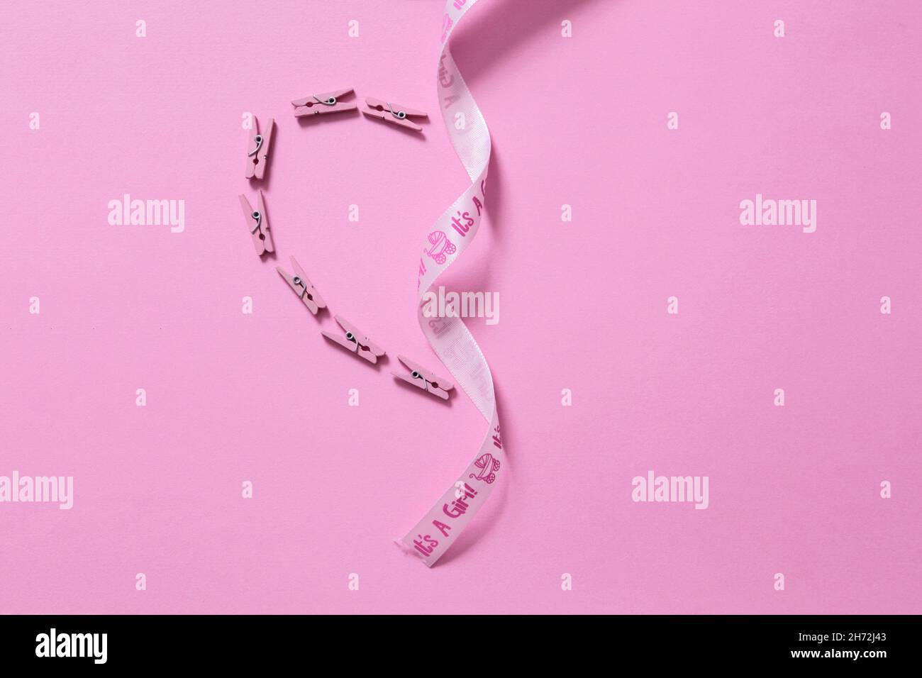 Stork baby girl name new baby pink ribbon