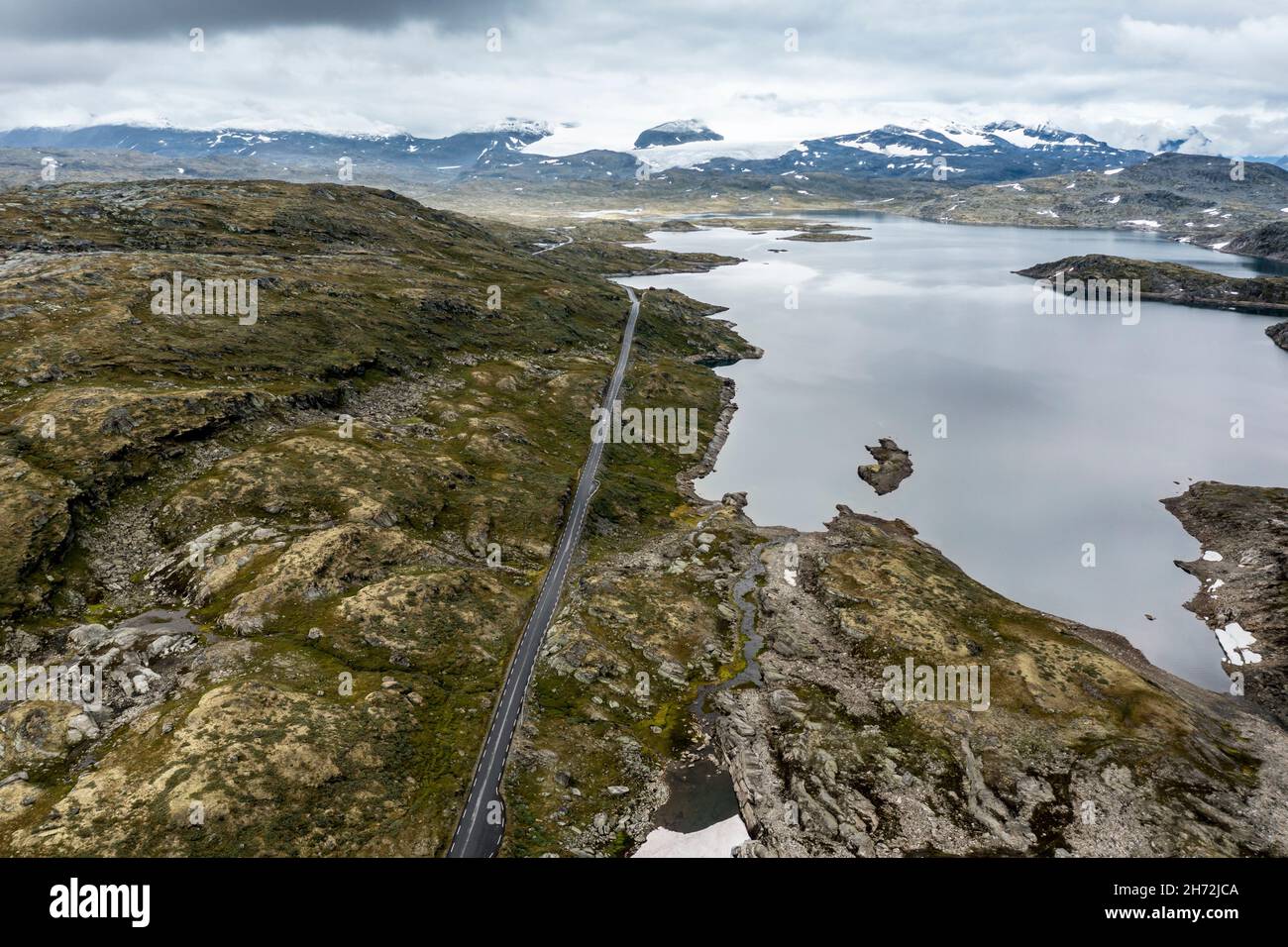 Aerial View Of The Sognefjell Road, Mountain Road Along Jotunheimen ...