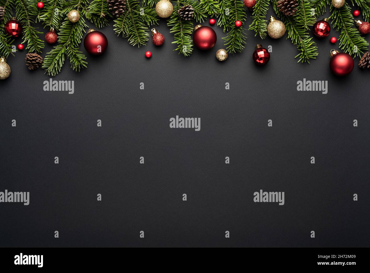 Christmas border on black background wirh copy space for text Stock ...