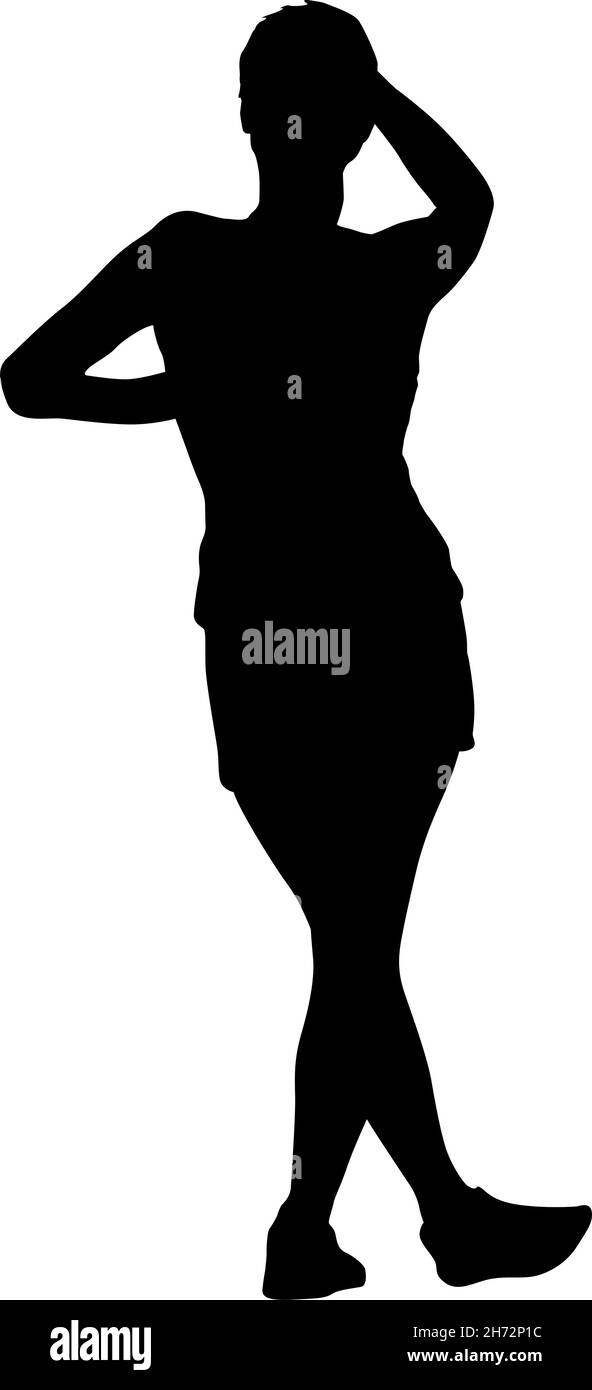 Silhouette of a walking women on a white background Stock Vector Image ...