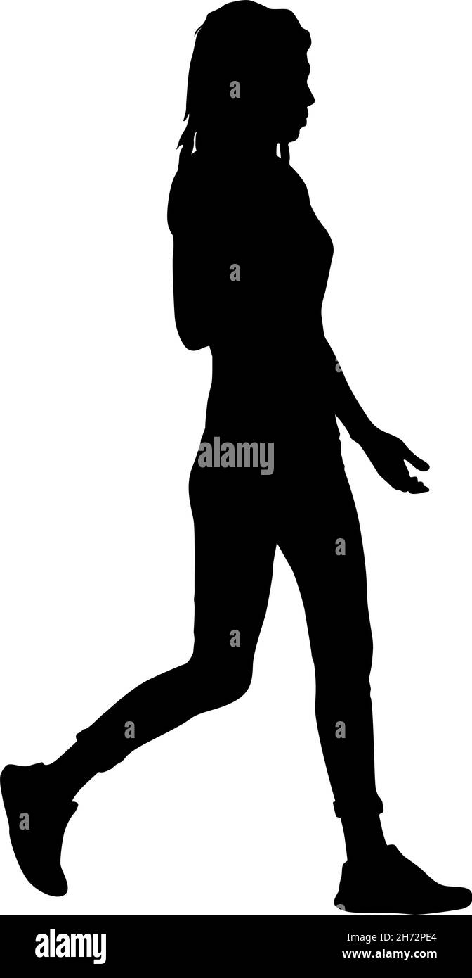 Silhouette of a walking women on a white background Stock Vector Image ...