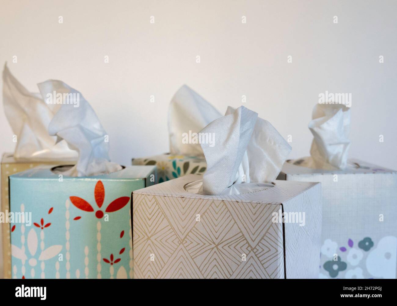 Closeup of facial tissue boxes, USA Stock Photo Alamy