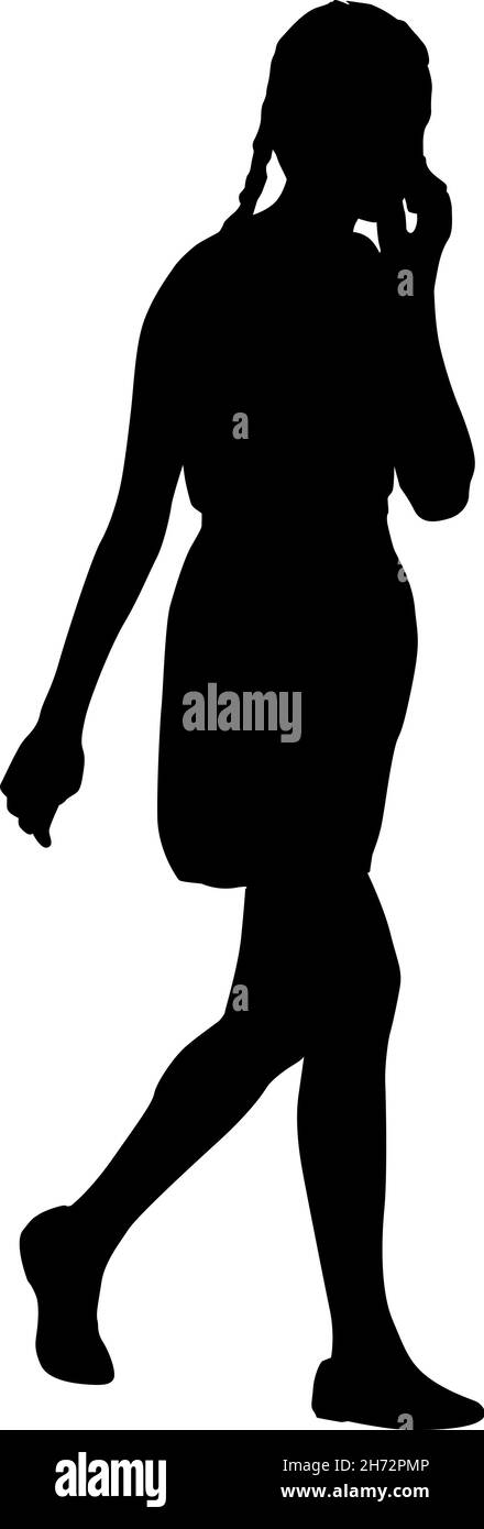 Silhouette of a walking women on a white background Stock Vector Image ...