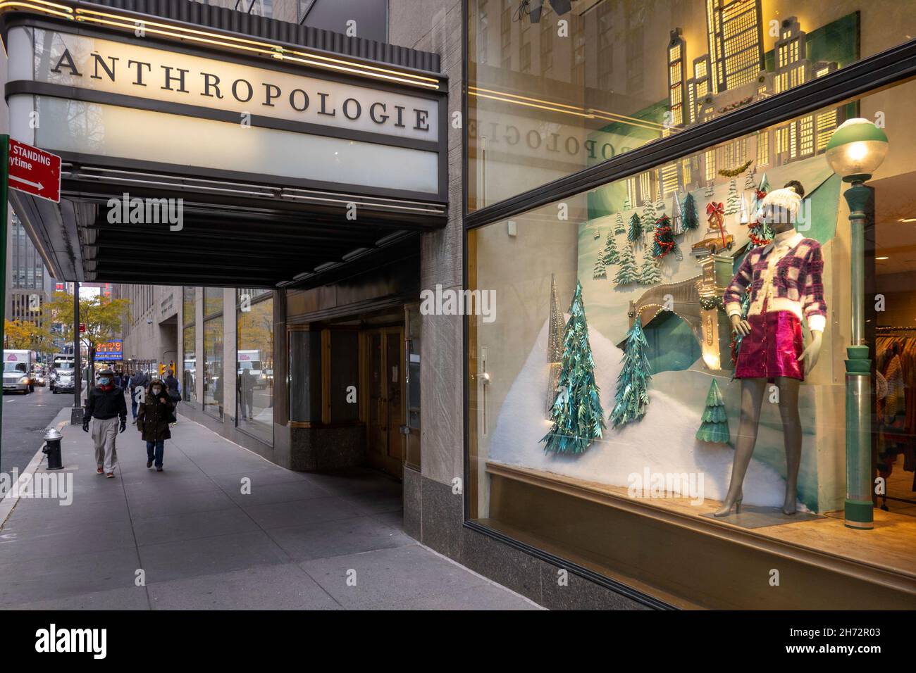 Anthropologie store window at Christmas time, New York City, USA 2021