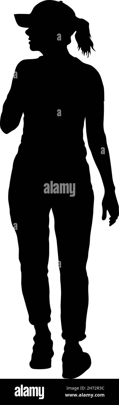 Silhouette of a walking women on a white background Stock Vector Image ...