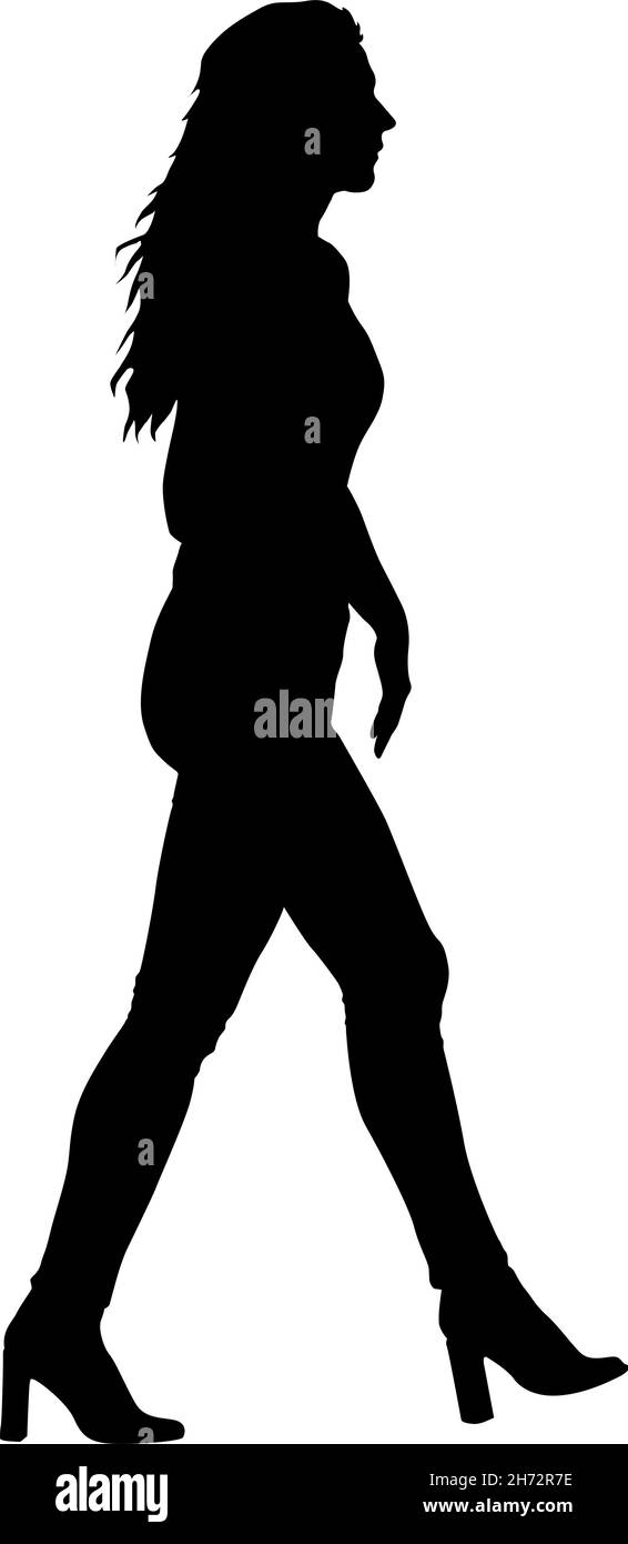 Silhouette of a walking women on a white background Stock Vector Image ...