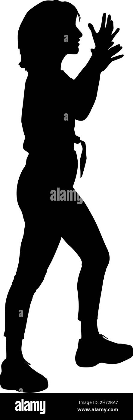 Silhouette of a walking women on a white background Stock Vector Image ...