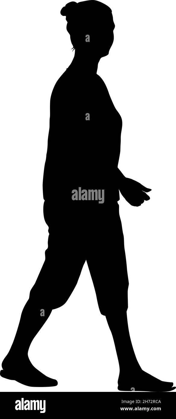 Silhouette of a walking women on a white background Stock Vector Image ...