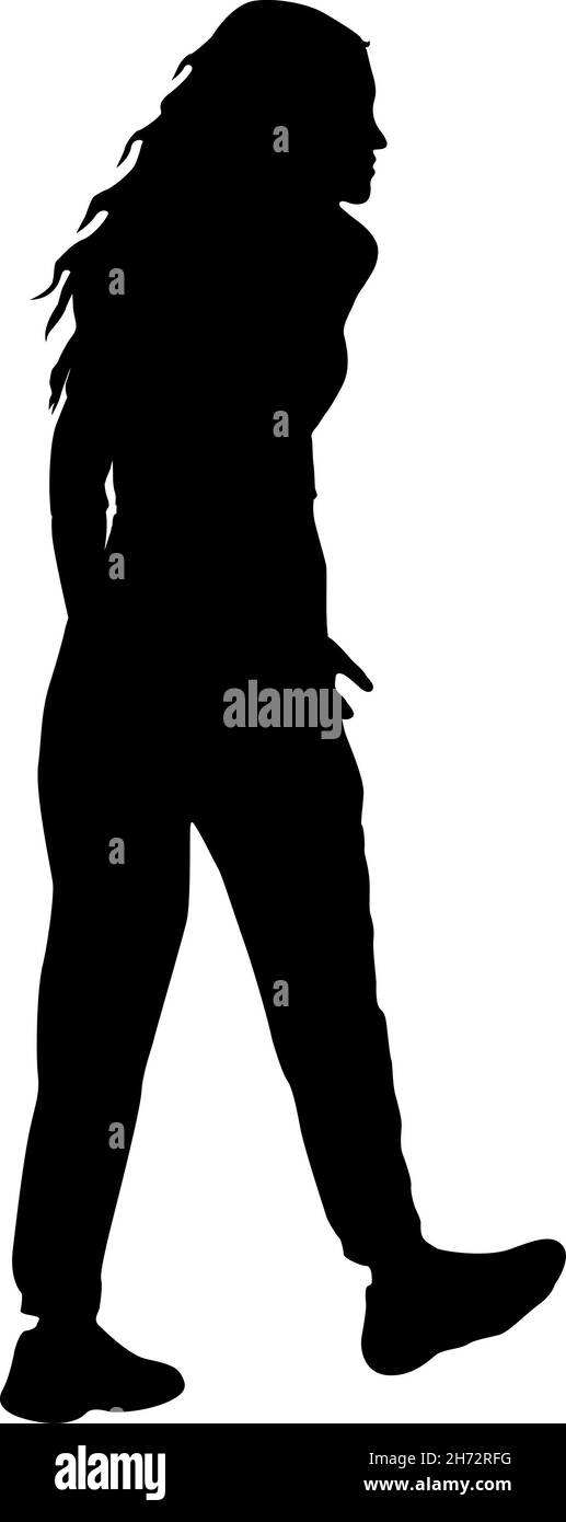 Silhouette of a walking women on a white background Stock Vector Image ...