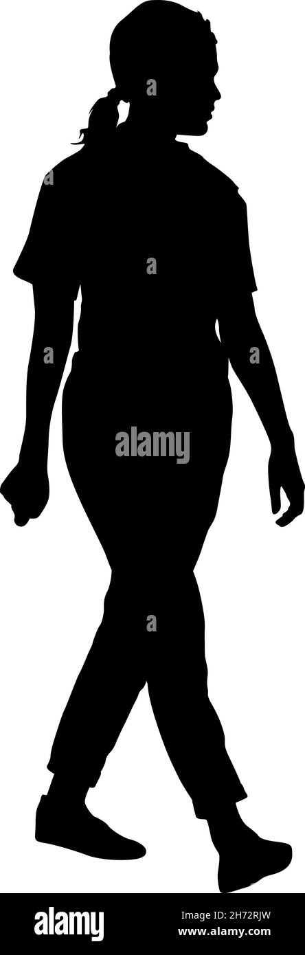 Silhouette of a walking women on a white background Stock Vector Image ...
