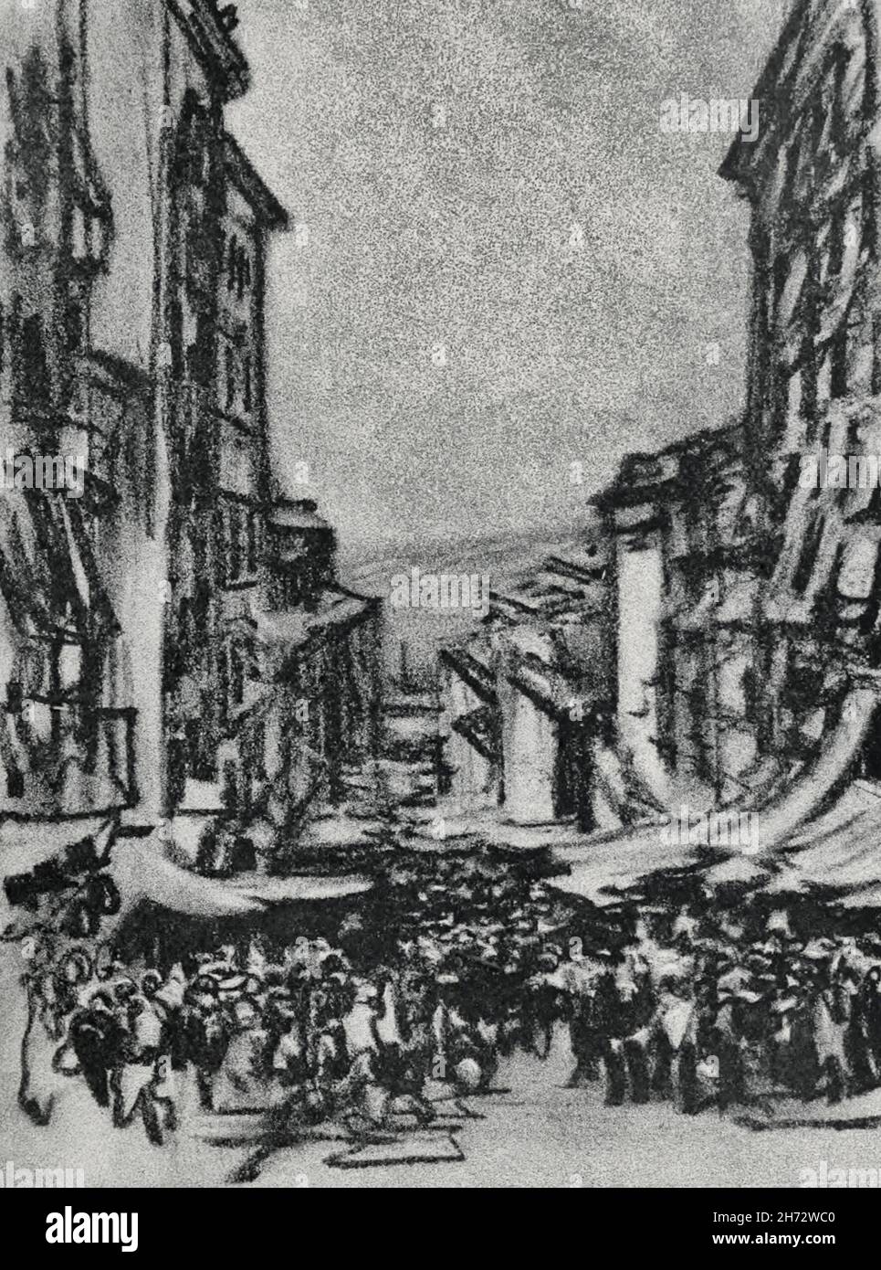 A Madrid, Spain Market, circa 1900 Stock Photo
