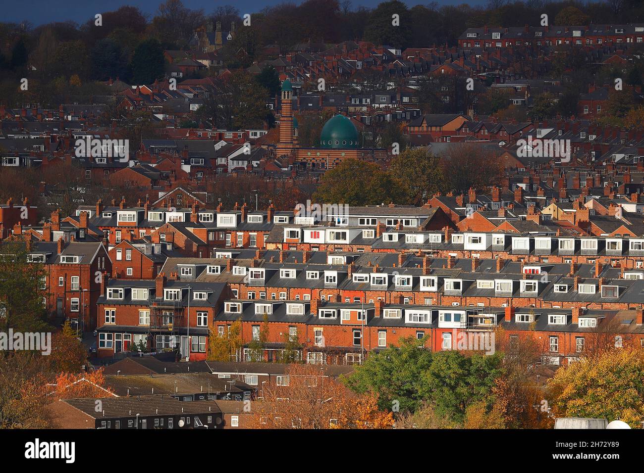 Rows of back to back homes in Burley,Leeds,West Yorkshire,UK Stock