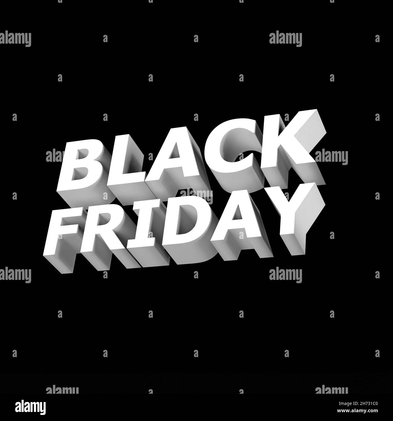 Black Friday text in 3d render illustration on black background Stock Photo