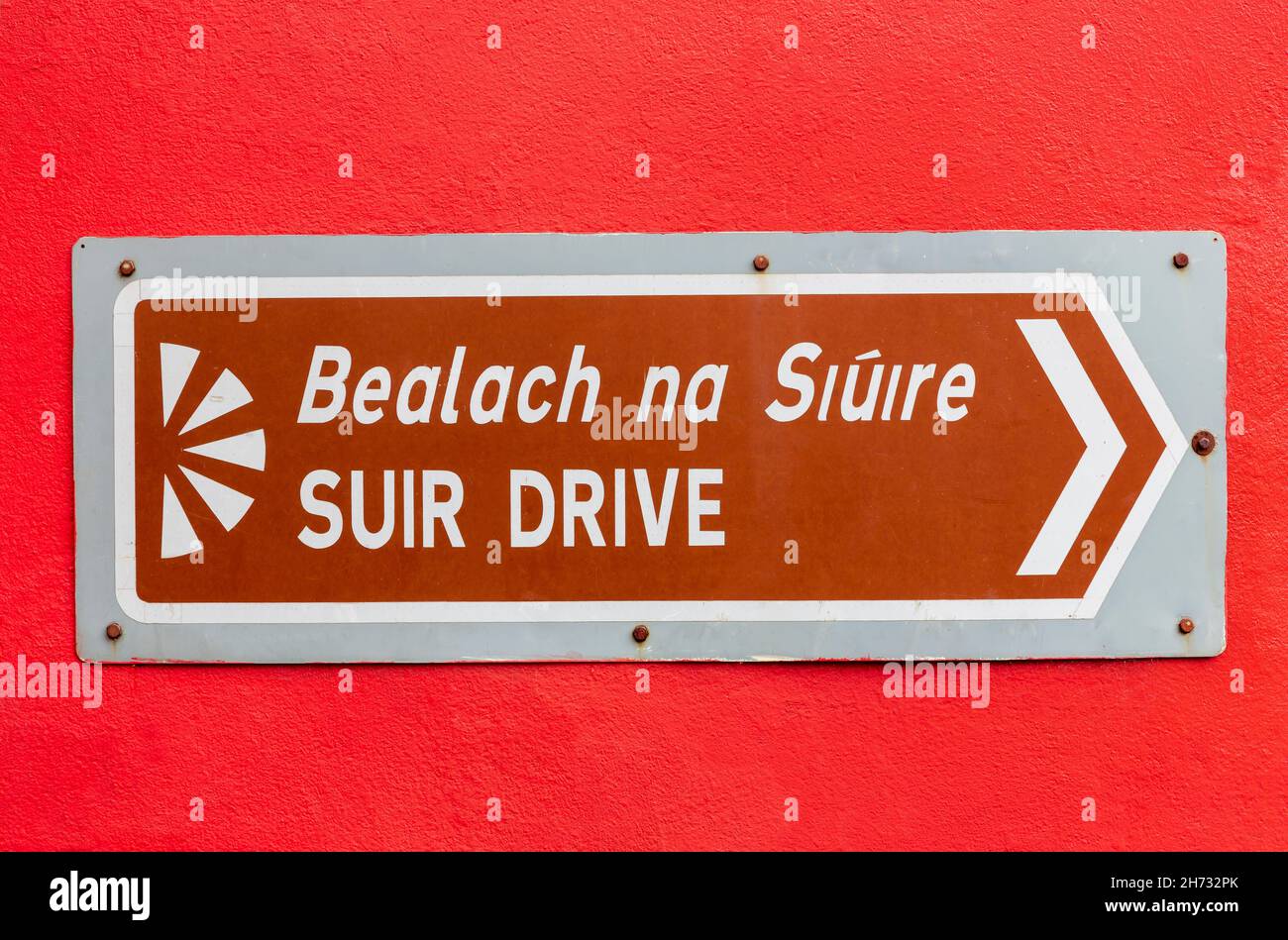 Road sign in Newcastle Village, County Tipperary, Ireland Stock Photo