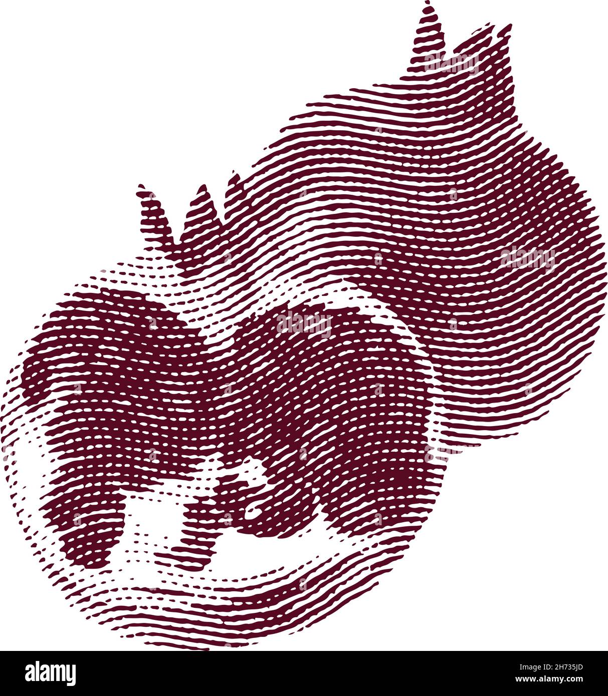 Engraved garnet fruit illustration concept Stock Vector