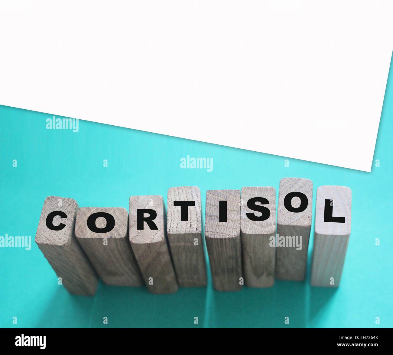 Cortisol word from wooden blocks. Medical concept Stock Photo
