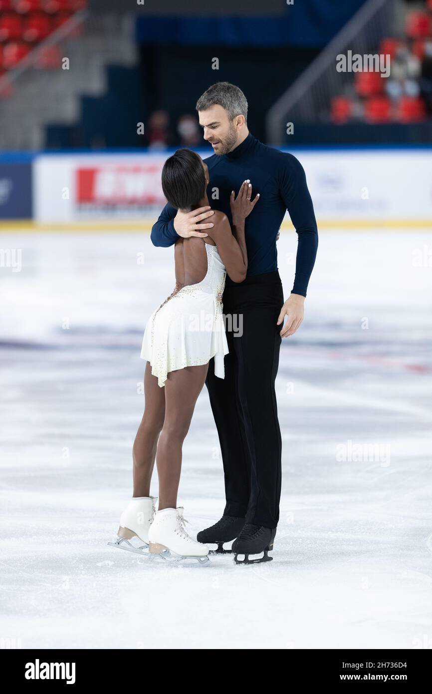 Grenoble, France. 19th Nov, 2021. Vanessa James and Eric Radford from Canada  compete in the pairs short program of the ISU Grand Prix of Figure Skating  - Internationaux de France at Patinoire