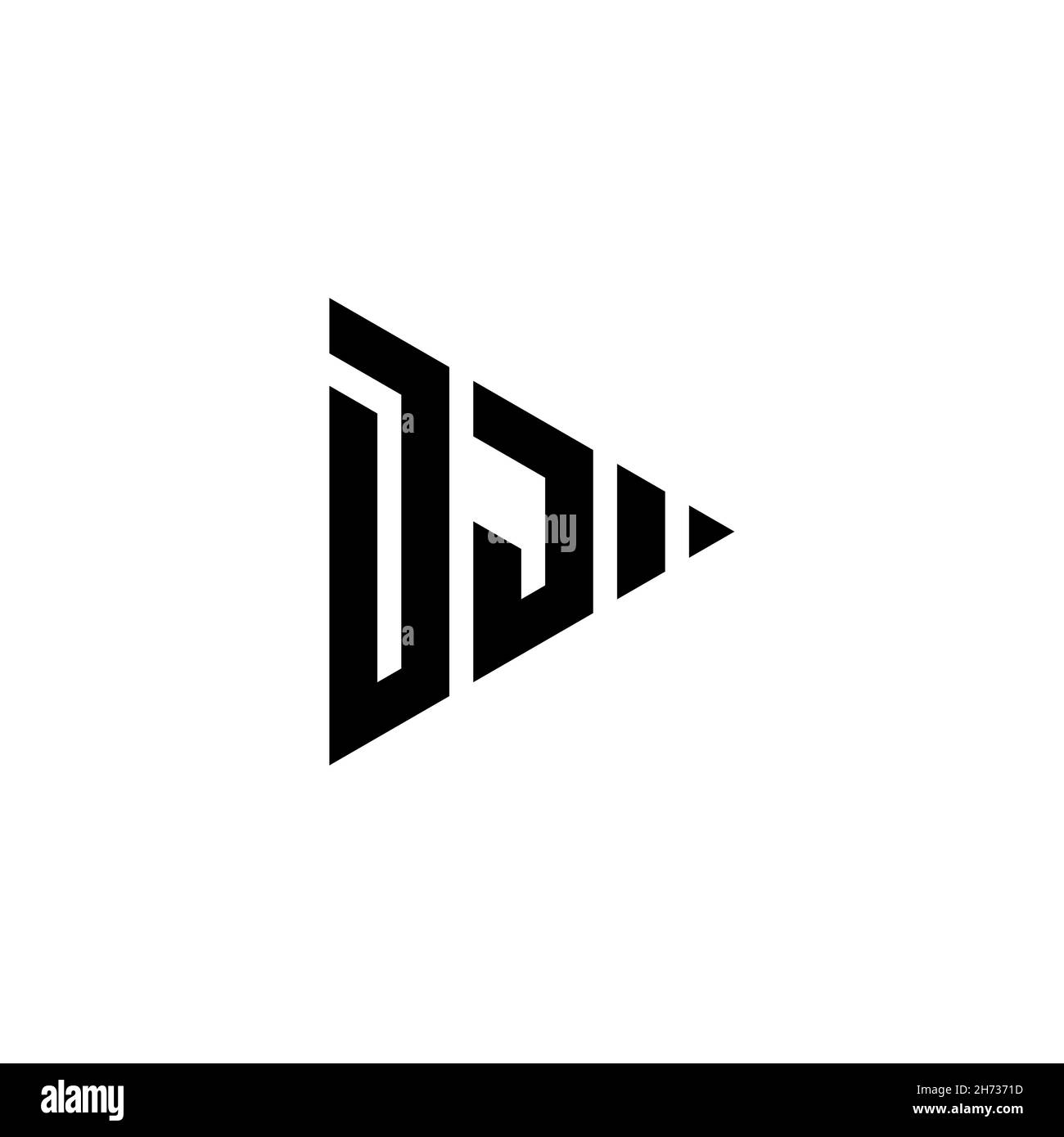 DJ Monogram logo letter with triangle play button shape style on ...
