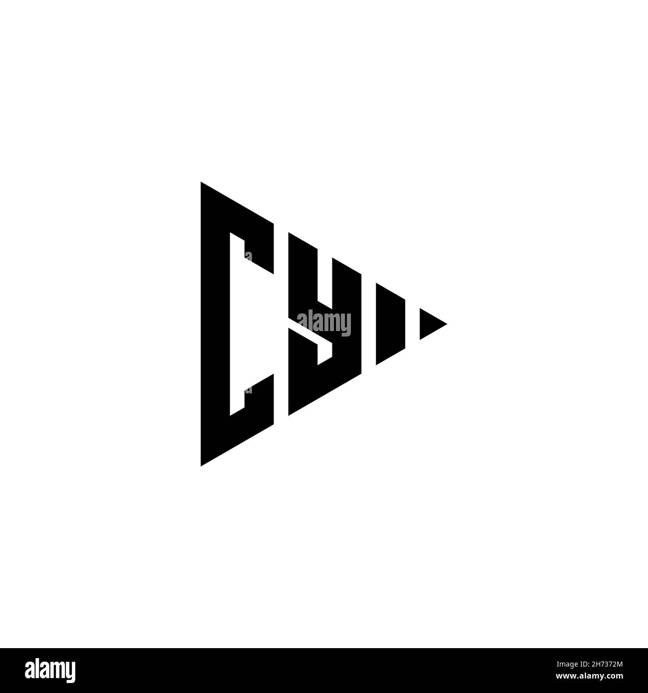 CY Monogram logo letter with triangle play button shape style on ...