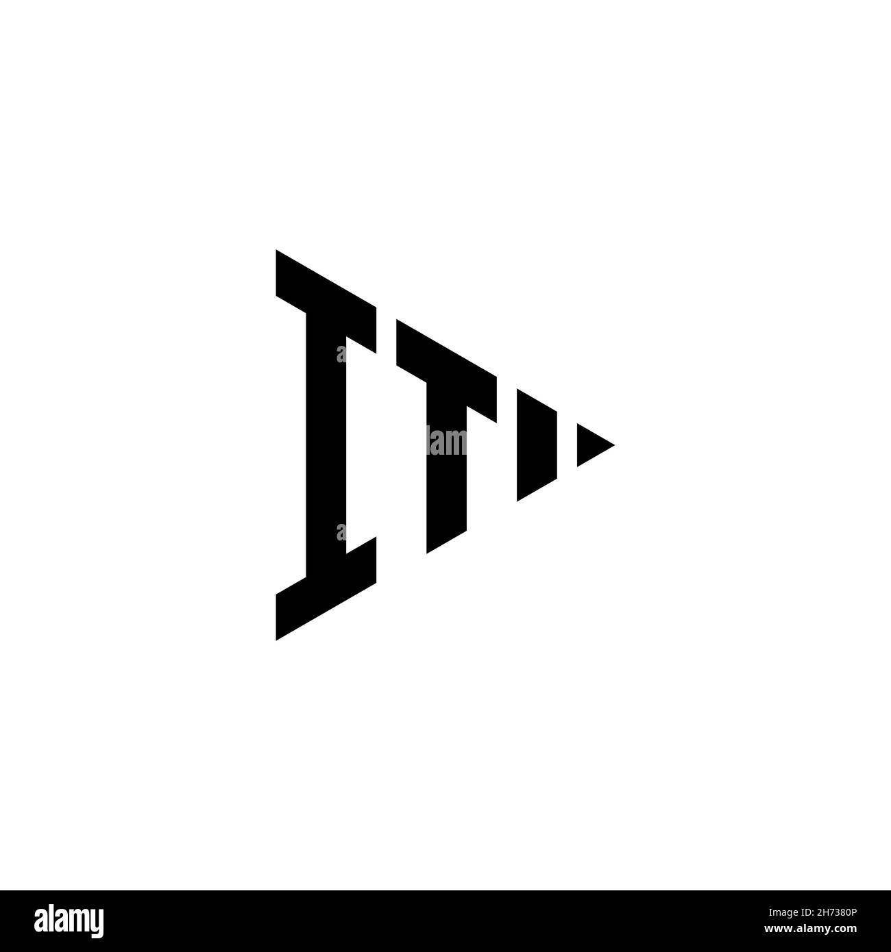 IT Monogram logo letter with triangle play button shape style on ...