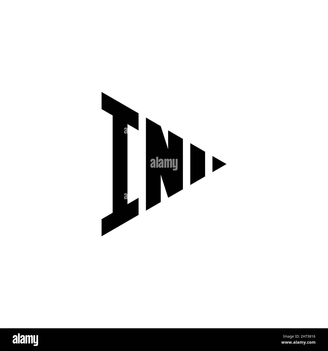 IN Monogram logo letter with triangle play button shape style on ...