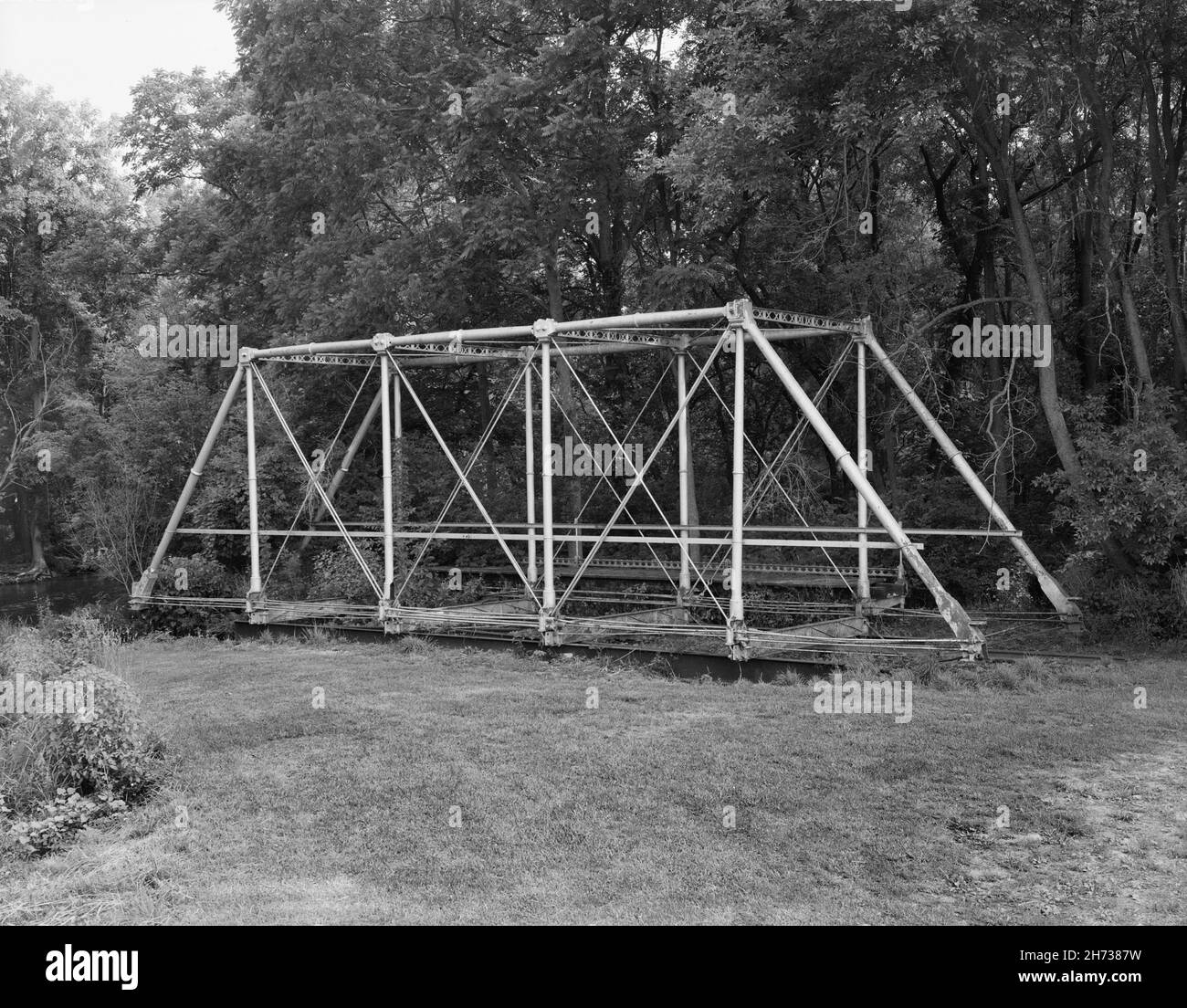 Walnut Street Bridge, formerly spanning Saucon Creek, Hellertown, Northampton County, Pennsylvania, USA, constructed by Beckel Iron Foundry & Machine Shop, 1860, Historic American Engineering Record, 1968 Stock Photo