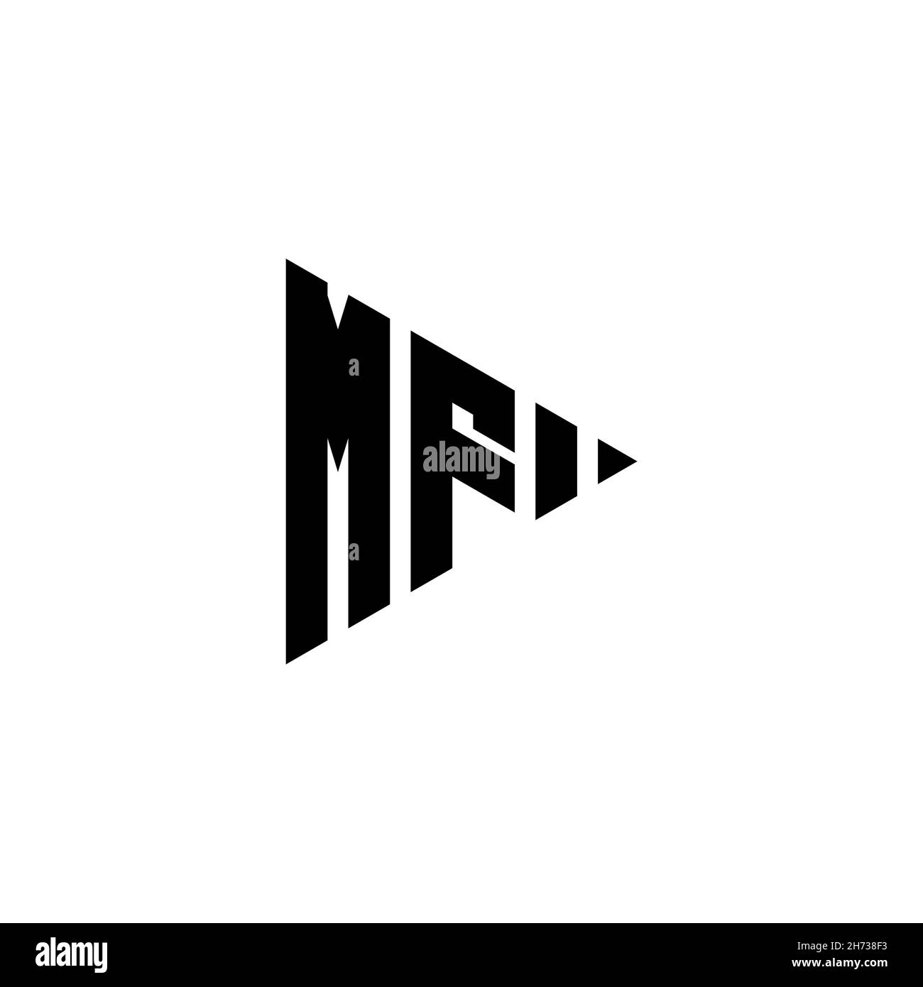 MF Monogram logo letter with triangle play button shape style on ...